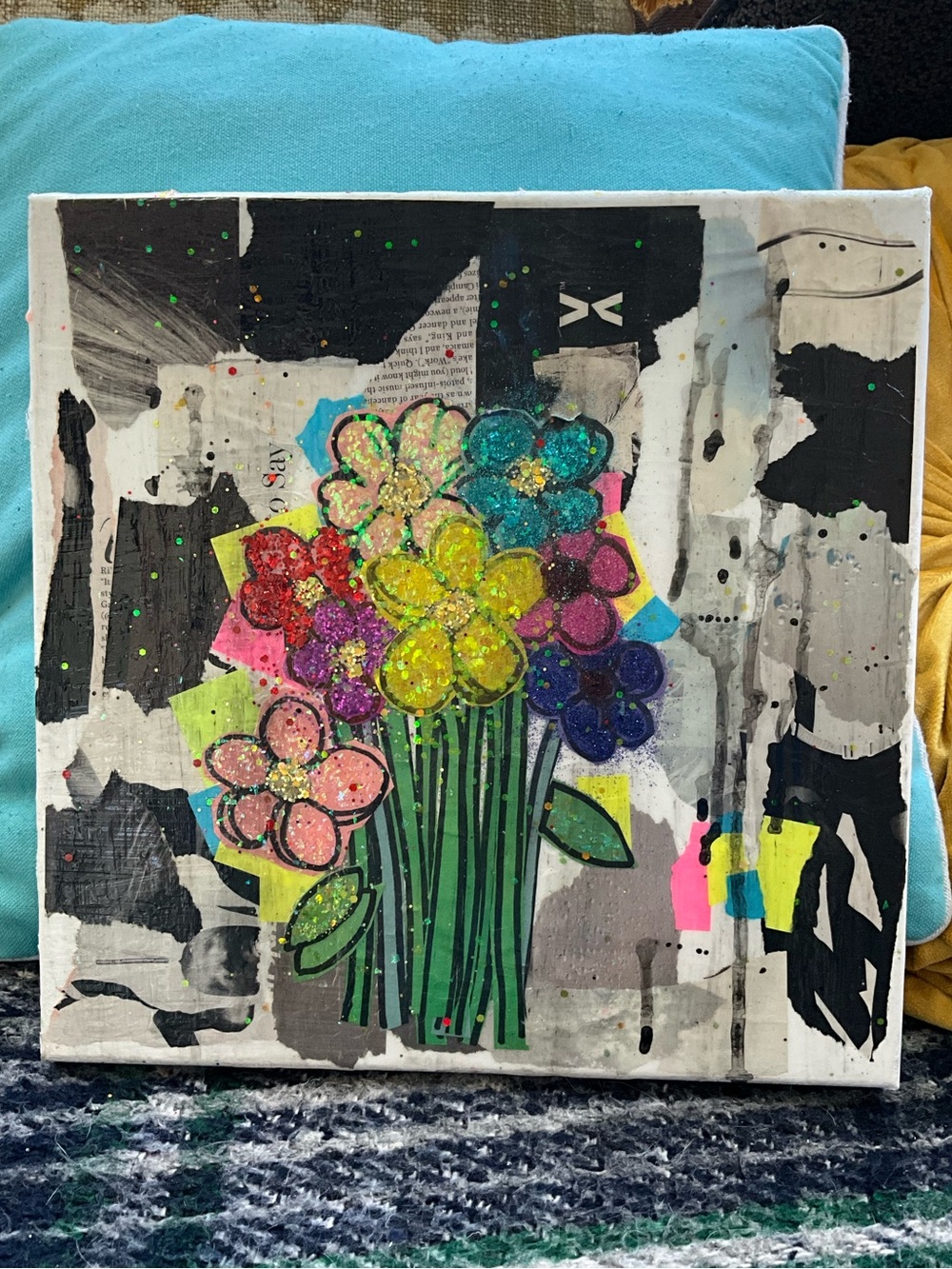 Abstract Floral Bouquet Canvas Art - Multicolor by